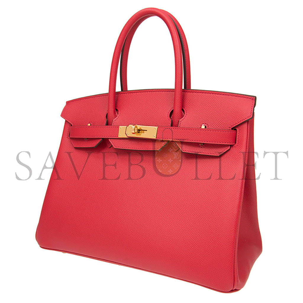 H**mes birkin 30 epsom leather extreme pink gold buckle handbag h028369cc16 (30*23*15cm)